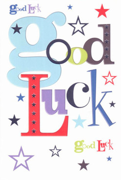 This Peckham-inspired good luck card captures the confident charm found in the local creative spirit. The playful arrangement of letters-each with its own vibrant presence-mirrors the diversity of colours in a Rye Lane flower stall, the large pastel-blue 'g' at the centre setting a tone of optimism. Throughout the bold message, shades of rich red, classic indigo, and soft lavender reflect Peckham's colourful streets and multicultural energy. Scattered across the pure white cardstock are dozens of stars, each different in brightness and hue, suggesting dreams and potential shimmering through the bustle of the high street. The balanced composition of fonts and hues turns the card into more than a message-it becomes an experience, the surface smooth beneath your fingertips, like the first feel of freshly delivered petals. Whether included with a bouquet for a grand opening on Choumert Road or a personal note of encouragement for an exam at one of the nearby schools, this card from Flower Delivery Peckham extends a heartfelt wish: may the recipient always feel seen, supported, and uplifted, wherever they go next.